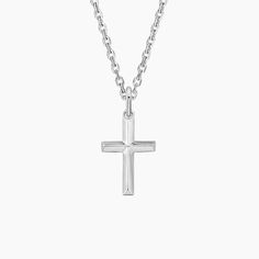 Homme Cross Pendant Necklace - Silver. Unique beveled edges add a design-forward feel to this meaningful cross pendant. 
 
 Homme, our unique men's line, is a signature design collection united by handsome bevels that modernize traditional masculine silhouettes with sleek, high polish edges. Cross Pendent, Tacori Engagement Rings, Brilliant Earth, Engagement Rings For Men, Engagement Ring Styles, Cross Pendant Necklace, Design Collection, Gemstone Engagement Rings, Designer Engagement Rings