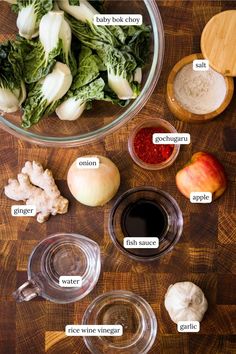 ingredients to make an apple cider recipe on a cutting board