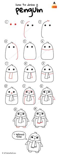 how to draw a penguin for kids