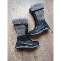 Ugg Adirondack Iii Tall Waterproof Fur Boots Womens 8 Eu 39 Black Grey Worn 1 X Less Than An Hour Ugg Adirondack, Shoes Ugg, Ugg Black, Boots Womens, Fur Boots, Grey Color, Womens Uggs, Winter Rain, Ugg Shoes