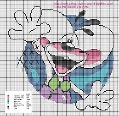 a cross stitch pattern with an image of the cartoon character bugs on it's face