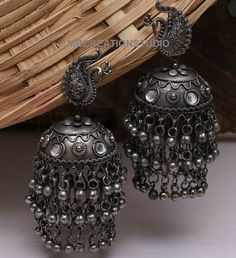 Jhumka Collection, Silver Jhumkas, Bridal Jewellery Inspiration, Oxidised Earrings