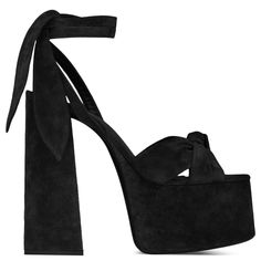 100% authentic Saint Laurent Paige 145 sandals in black suede. Feature a chunky platform and block heel. Tie around the ankle. Brand new. Come with dust bag. Measurements Imprinted Size 39 Shoe Size 39 Inside Sole 25.5cm (9.9in) Width 7.5cm (2.9in) Heel 14.5cm (5.7in) Platform: 6cm (2.3in) All our listings include only the listed item unless otherwise specified in the description above. French Fashion Designers, Chunky Platform, Jimmy Choo Shoes, Suede Sandals, Chanel Black, Gray Suede, Gold Leather, Shoes Black, Pump Shoes