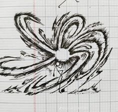 an ink drawing of a flower on lined paper