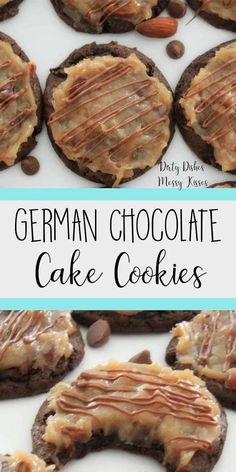 german chocolate cake cookies with peanut butter frosting