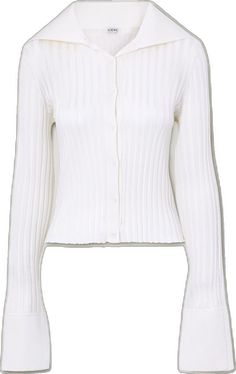 Chic Fitted Cardigan With Button Cuffs, Elegant White Ribbed Cardigan, Elegant Ribbed Button-up Cardigan, Chic Ribbed Fall Cardigan, Chic Ribbed Cardigan For Fall, Elegant Knit Outerwear With Ribbed Cuffs, Elegant Fitted Outerwear With Ribbed Cuffs, Classic Button-up Ribbed Sweater, Fitted Button-up Outerwear With Ribbed Cuffs