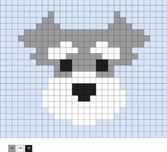 a cross stitch pattern with a dog's face