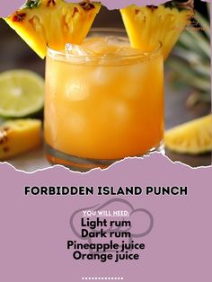 an advertisement for a tropical punch with pineapple juice