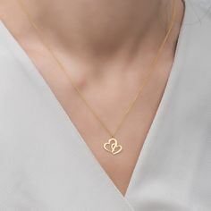 14K Gold Double Heart Necklace, 925 Silver Double Heart Pendant, Heart Jewelry, Valentine Gifts, Gifts For Her Handmade Heart Jewelry Material: 925 Sterling Silver or 14K Gold Chain Length: 17 inches - (45cm) / 19 inches - (50cm) / 21 inches - (55cm) Chain Style: Cable Colour: Rose - Silver - Gold Pendant Size: 1,36cm X 1,30cm Minimalist Valentine Gifts We Are a Jewelry Manufacturer, We Do Wholesale Custom Necklace Bracelet Earrings Rings And Others All The Jewelry We Produce From 925 Silver or Sterling Silver Heart Cut Necklace For Birthday, Sterling Silver Heart Cut Necklace For Birthdays, Gold Double Heart Sterling Silver Necklace, Yellow Gold Double Heart Necklace For Mother's Day, Double Heart Charm Necklace For Mom, Heart-shaped Hallmarked Necklace For Anniversary Gift, Valentine's Day Double Heart Hallmarked Necklace, Valentine's Day Hallmarked Heart Necklace, Sterling Silver Heart-shaped Jewelry With Hallmarks