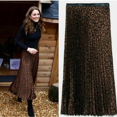 Selling A Beautiful Rare Zara Leopard Print Skirt With Faux Leather. Kate Middleton Was Seen Wearing The Same Skirt At An Event. Leopard Print Skirt, Zara Skirts, Print Skirt, Kate Middleton, Fall Fashion, Leopard Print, Black And Brown, Womens Skirt, Zara