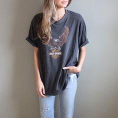 Looks Pinterest, Harley Davidson Tee, Harley Davidson Shirt, Summer Vintage, Vintage Harley Davidson, Vintage Harley, Style Boho, Fashion Summer, Outfits Casuales