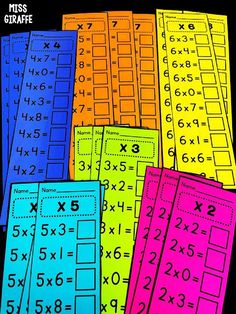 multicolored printable math mats with numbers on them