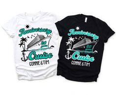 two cruise t - shirts on white and black