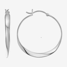 Features: Quick ShipEarring Back: HingedShape: RoundMetal Color: WhiteEarring Length: 31.5mmEarring Width: 3mmCare: Wipe CleanEarrings Style: Hoop EarringsMetal: Sterling SilverCountry of Origin: Imported Earrings Hoop, Hoop Earrings, Sterling Silver, Silver, Color