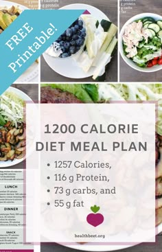 Calorie Diet Meal Plans, 1200 Calorie, Calorie Meal Plan, 1200 Calories, Diet Meal, Healthy Meal Plans