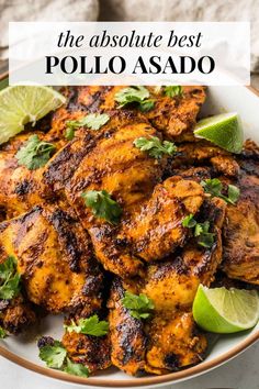 a white bowl filled with chicken and garnished with cilantro