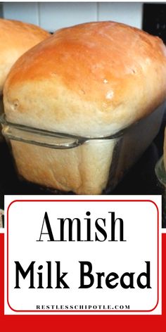 Loaves of golden brown bread in glass bread pans. Amish Milk Bread, Amish White Bread Recipe, Amish Bread Recipes, Easy Bread Machine Recipes, Amish White Bread, Amish Bread, Milk Bread Recipe, White Bread Recipe, Bread Maker Recipes