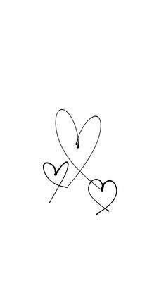 two hearts drawn in black ink on white paper