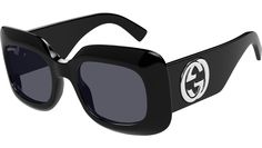 Gucci sunglasses model GG1695S GG Logo line rectangle recycled acetate frame color code 001 shiny black with black temple and solid grey lenses. Authorized Gucci online reseller. Your glasses will come with the original case and accessories and will be covered by a 12-month global warranty. Gucci Black Rectangular Sunglasses, Black Rectangular Gucci Sunglasses, Designer Black Rectangular Sunglasses, Sunglasses Model, Logo Line, Gg Logo, Ski Goggles, Gucci Sunglasses, Sunglasses & Glasses