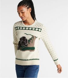 Women's Bean's Classic Ragg Wool Crewneck Intarsia Sweater | Sweaters at L.L.Bean Hockey Sweater, Christmas Sweater Outfits, Intarsia Sweater, Cable Knit Sweater Womens, Ll Bean Women, Waffle Knit Sweater, Boho Fall, Women's Sweaters, Knitting Women Sweater