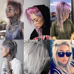 Girls Shaved Hairstyles, Estilo Gangster, Shaved Hair Women, Shaved Hair Designs, Carmen Electra, Colors Hair, Mohawks, Oval Face Hairstyles