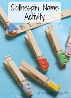 clothespin name activity for kids to practice letter recognition and matching with their own letters