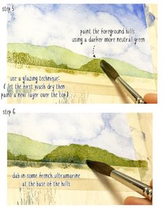 step by step instructions on how to paint watercolor mountains