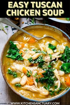 a bowl filled with chicken and vegetable soup