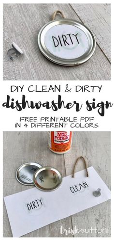 diy clean and dirty dishwasher sign with free printable labels