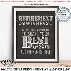 a black and white poster with the words retirement wishes to share your best wishes for the new