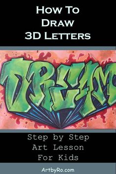 Learn how to draw 3d letters using one point perspective. We'll show you step by step how to draw your own lettering art in 3D. #3dart #arted #graffiti Perspective Word, 3d Graffiti Letters, Add Tattoos, Drawing Games For Kids, Drawings For Beginners