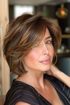 Short Bangs Haircut, Short Hair With Side Bangs, Haircuts With Side Bangs, Hair With Side Bangs, Sandra Bullock Hair, Short Hairstyle Ideas, Choppy Bob Hairstyles For Fine Hair, Bold Personality, Define Your Style