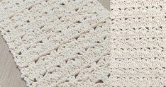 two crocheted rugs, one white and the other beige with small holes in them