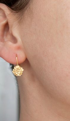 Dahlia Beautiful Drop-Earrings | Etsy Gold Sterling Silver Cluster Earrings For Anniversary, Delicate Yellow Gold Earrings For Anniversary, Gold Cluster Earrings In Sterling Silver For Anniversary, Classic Gold Flower Earrings In Sterling Silver, Classic Gold Sterling Silver Flower Earrings, Delicate Sterling Silver Yellow Gold Earrings, Dainty Yellow Gold Cluster Earrings, Yellow Gold Hallmarked Earrings For Everyday, Dainty Everyday Hallmarked Earrings