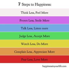 the seven steps to happiness are shown in this chart