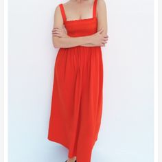 Xs Zara Women’s Red Elasticized Maxi Dress New With Tags Maxi Dress Size:M Casual Red A-line Maxi Dress, Chic Red Midi Dress For Summer, Red A-line Maxi Dress For Summer, Red Summer Midi Dress For Party, Red Midi Dress For Day Out, Summer Red Midi Dress For Party, Casual Red Maxi Dress For Party, Summer Midi Length Red Midi Dress, Summer Red Midi Dress