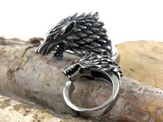 Silver Wolf Ring Gift For Men Biker Ring Gothic Ring | Etsy Ring Svg, Wolf Designs, Rings For Him, Ring Aesthetic, Wolf Pendant, Wolf Ring, Viking Costume