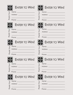 the printable enter to win game is shown in black and white on a gray background