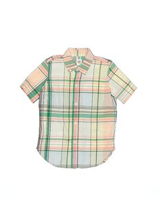 Gap Short Sleeve Button Down Shirt Size: 4 Tops - used. No Fabric Content, Plaid | Gap Short Sleeve Button Down Shirt: Green Plaid Tops - Size 4 Gap Short Sleeve Tops With Button Closure, Gap Short Sleeve Shirt With Button Closure, Gap Short Sleeve Buttoned Tops, Gap Cotton Short Sleeve Shirt, Green Shirt For School In Summer, Green Spring Shirt For School, Green Shirt For School In Spring, Green Spring School Shirt, Preppy Plaid Short Sleeve Shirt