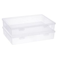 two plastic storage boxes with lids