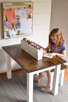 How to Make a DIY Farmhouse Kid's Table - Our Handcrafted Life Diy Dresser Makeover, Open Ended Play, Elementary School Students