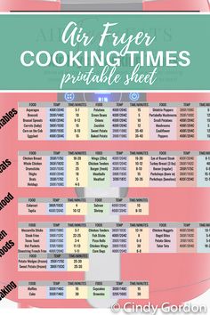 the air fryer cooking times printable sheet