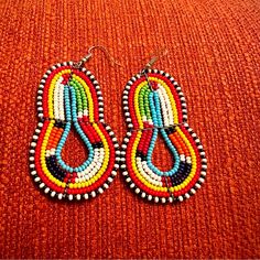 Questions? Leave A Comment Below! 2.5” Long 1.5” Wide Bought In Zambia Er310 Casual Multicolor Beaded Earrings, Vintage Christmas Earrings, Maasai People, Brighton Earrings, Long Statement Earrings, Anthropologie Earrings, Handmade Beaded Earrings, Branch Earrings, Freshwater Pearl Drop Earrings