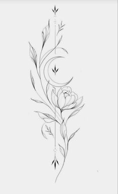 a black and white drawing of a flower