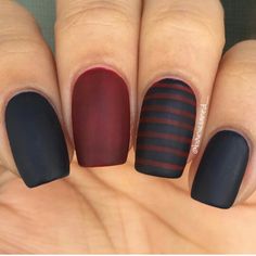 Black & Burgundy nail polish Burgundy Nail Polish, Burgundy Nails, Black Nail Designs, Super Nails, Trendy Nail Design