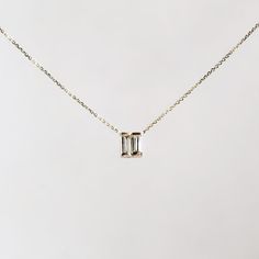 14k Gold Tiny Diamond Baguette Necklace Baguette Cut Diamond Necklace, Baguette Necklace, Diamond Baguette, Ideas For Jewelry, Dressing Well, Cz Necklace, Tiny Diamond, Baguette Cut Diamond, Pretty Jewelry