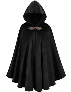 PRICES MAY VARY. Th high quality pleuche fabric can bring you a warm, airy feel. Various colors available: Black/Brown/Blue/Green/Red/Grey 2 Sizes Available. Length of 39": thigh high length, perfect length to cover your hips. Length of 51": Calf length. (length measured from collar to hem) This Renaissance cloak features a metal loop clasp to connect the leather buckles at the neck, easy to on and off Suitable for Men and Women who dress up in a Renaissance costume, Medieval costume, Steampunk Victorian Capelet, Medieval Cloak, Cape Outfit, Medieval Cosplay, Dragons Clothes, Womens Cosplay, Victorian Costume, Vampire Costume, Hooded Cape