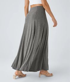 Discover Women’s High Waisted Side Zipper Maxi Casual Flare Skirt at Halara, Crowd-Approved Affordable Choices Made For What Moves You. Plus Size Skirt, Ankle Length Skirt, Spring Skirts, Plus Size Maxi, Bleach Wash, Plus Size Skirts, Flowy Skirt, Grey Floral, Invisible Zipper