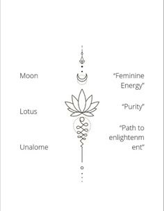 the diagram shows different parts of an energy plant and its corresponding names, including moon, feminine energy, lotus, puriy, path to enlighten