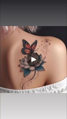 a woman with a butterfly on her back